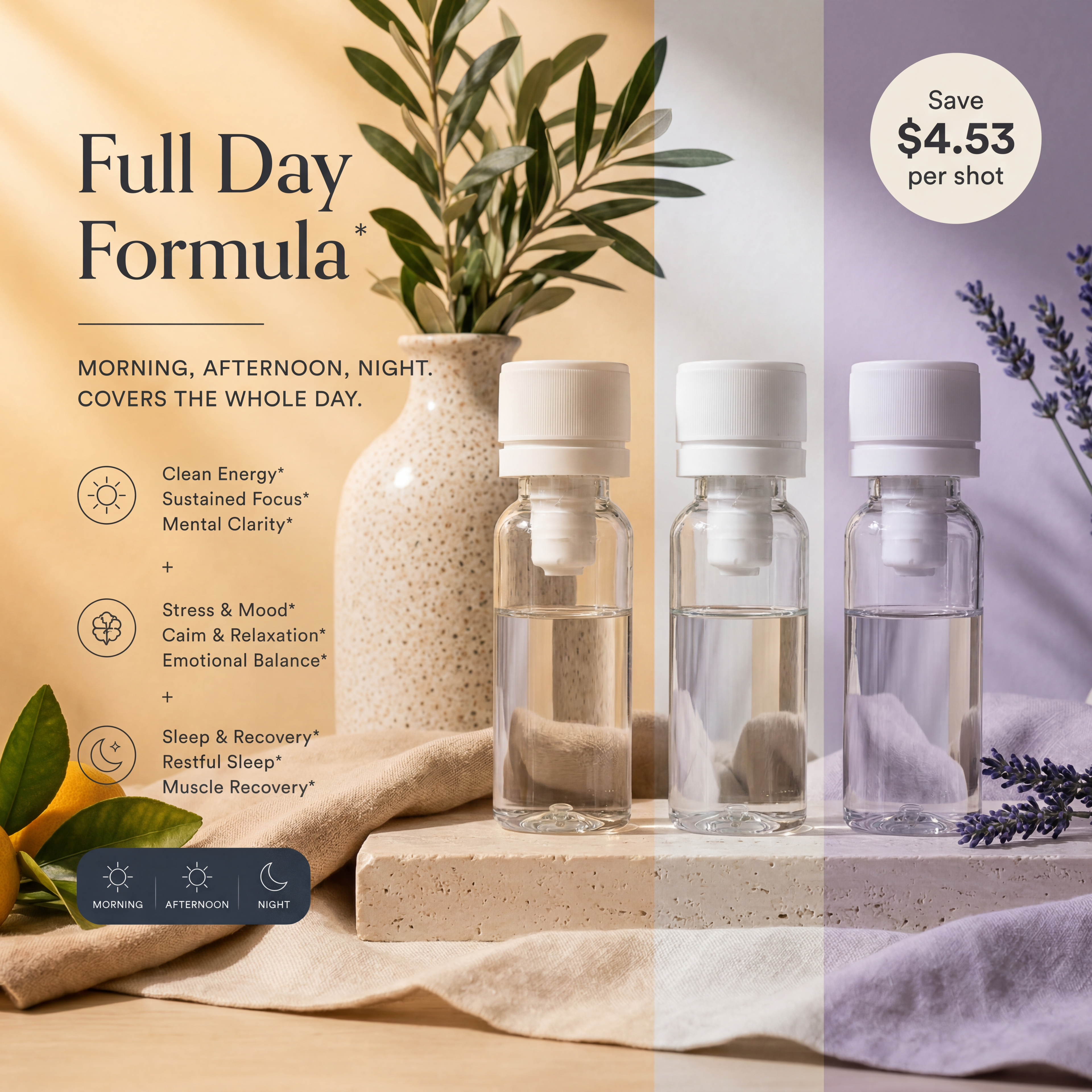 Full Day Formula - Clean Energy + Stress & Mood + Sleep & Recovery(12 Pack)(Monthly Subscription)